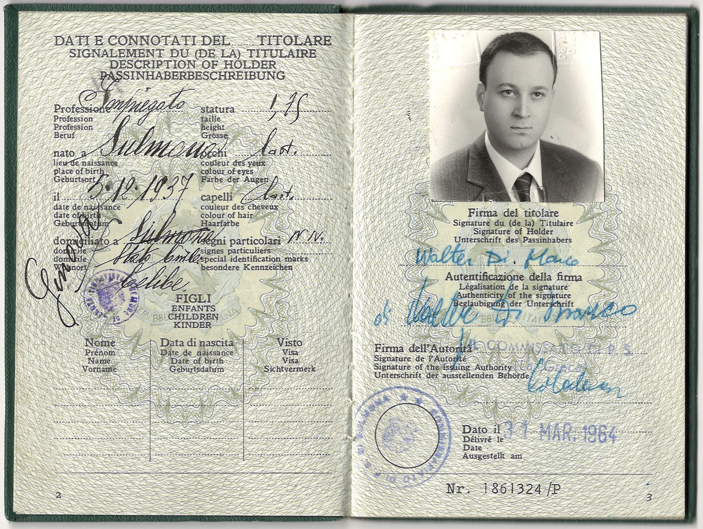 walterdimarcopassport1964